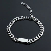 Kubánský řetízkový náramek Tag | Bílé zlato
