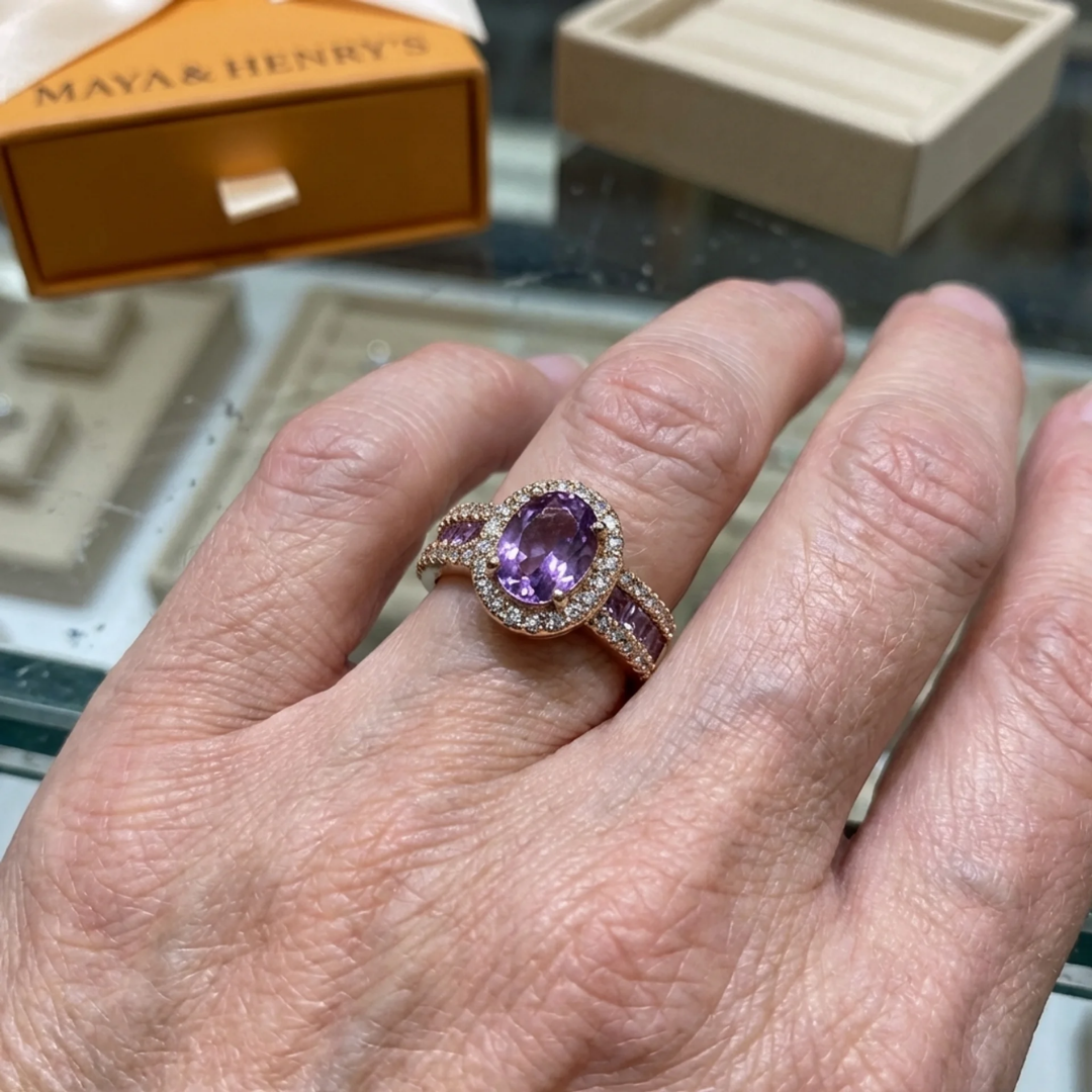 Prsten Odelia Violet Lumina | Růžové zlato