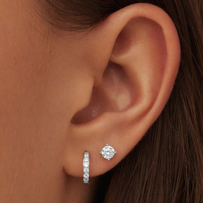 Dara Brillane Sada náušnic s kamenem | Bílé zlato