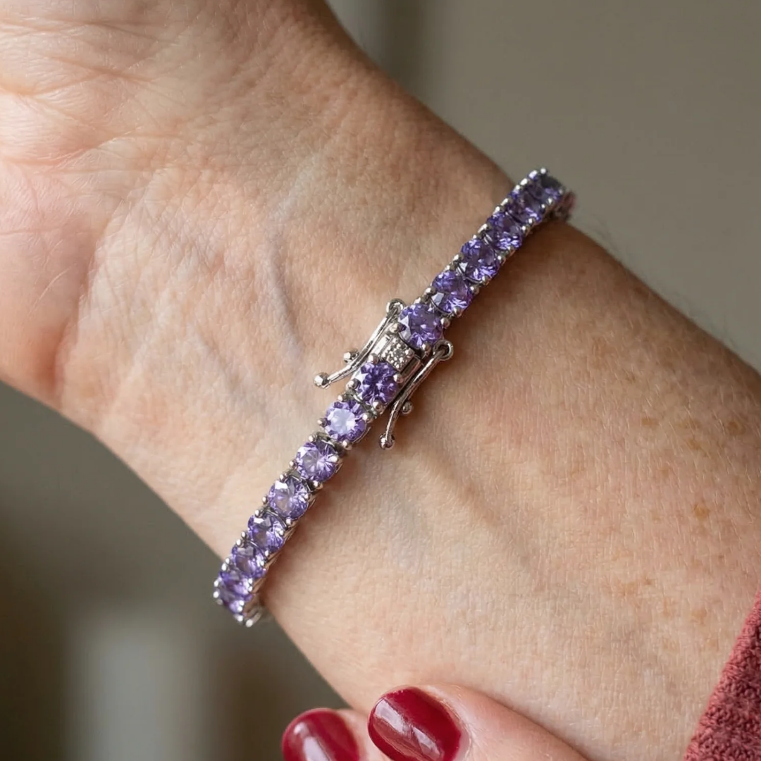 Tenisový náramek s ametystem | Zlato
